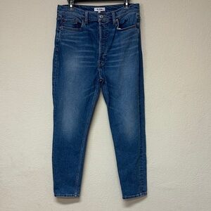 Re/done womans straight leg high waisted Blue Jeans size 31